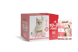 Princess Lifestyle Chunks 10+2 Free value Pack Complete Cat Food with Salmon 12x100g