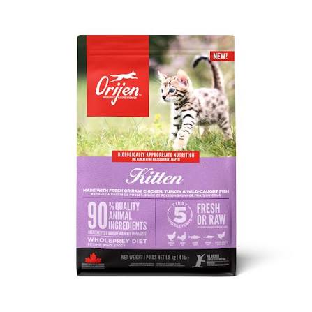 Orijen Kitten Raw Chicken, Turkey, and Wild-Caught Fish Dry Food 1.8kg