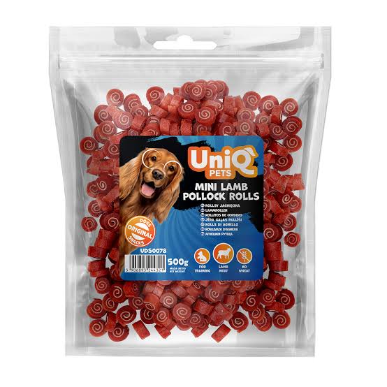 Uni Q Pets Mini Lamb Pollock Rolls 500g