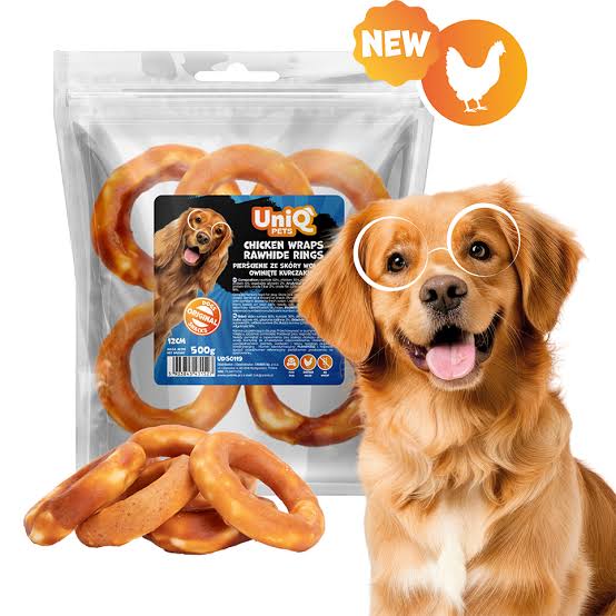 Uni Q Pets Chicken Wraps Rawhide Rings 500g