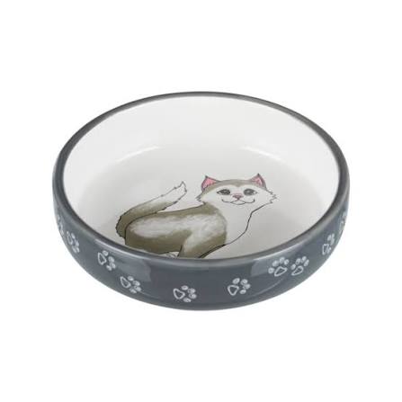 Trixie Ceramic Gray Cat Bowl 15cm